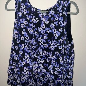 Floral Sleeveless Top - Black and Purple